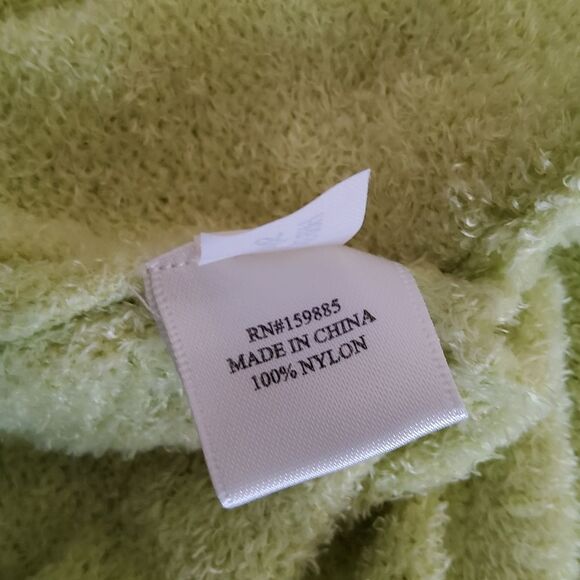 Hello Nite Plush Pullover Cozy Super Soft Oversized Ruffle Sweater S/M Green New - Picture 6 of 8